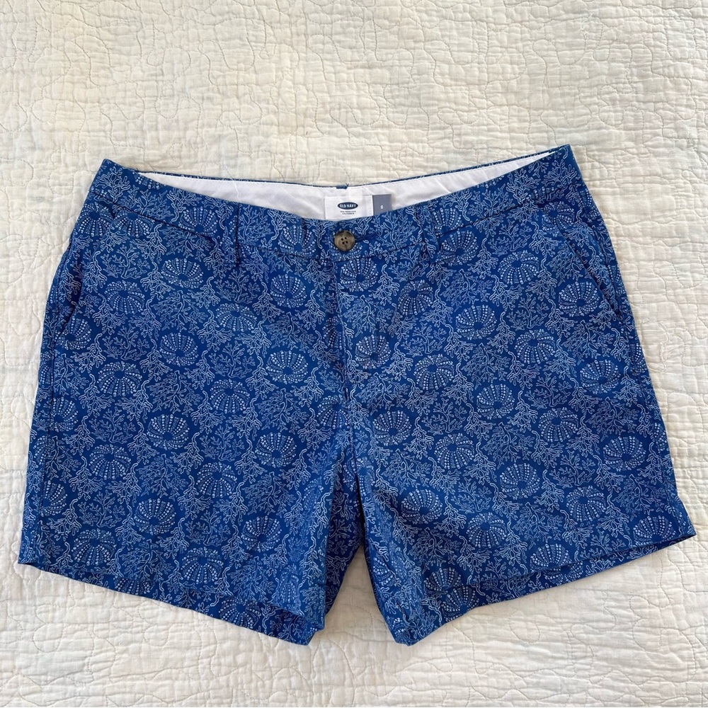 Old Navy 100% Cotton Blue Shorts with Sea Urchins Pattern Like New